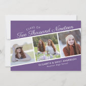 Elegante Script-Klasse von 2019 | 3 FOTO ABSCHLUSS Einladung (Vorderseite)