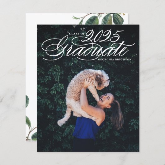 Elegante Script-Klasse von 2024 Abschluss Einladun (Vorne/Hinten)