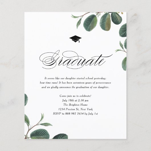 Elegante Script-Klasse von 2024 Abschluss Einladun (Rückseite)