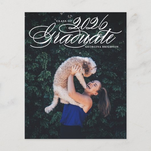 Elegante Script-Klasse von 2024 Abschluss Einladun (Vorderseite)