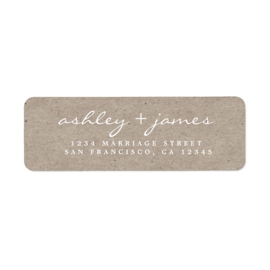 Elegante Script Kraft Paper Wedding Rücksendeadres (Vorne)