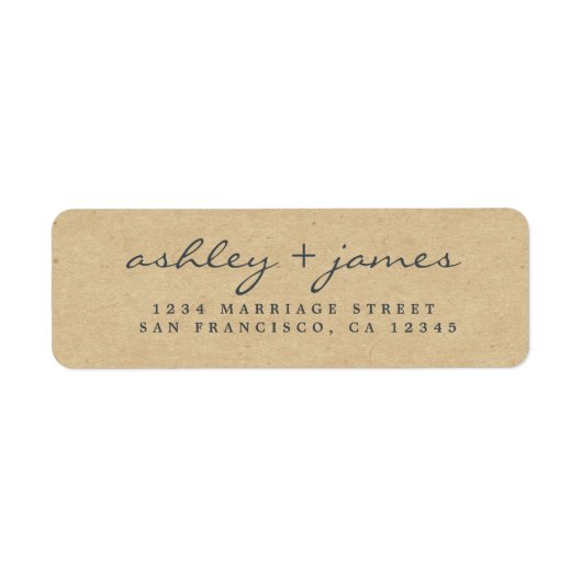 Elegante Script Kraft Paper Wedding Rücksendeadres (Vorne)