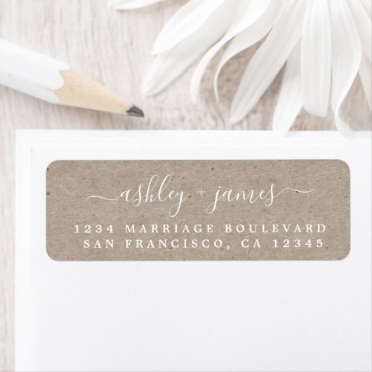 Elegante Script Kraft Paper Wedding Rücksendeadres (Insitu)