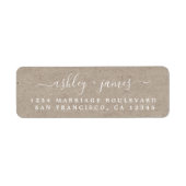 Elegante Script Kraft Paper Wedding Rücksendeadres (Vorne)