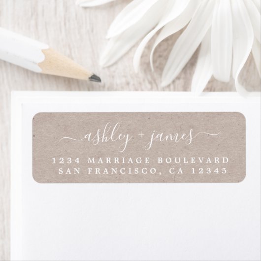 Elegante Script Kraft Paper Wedding Rücksendeadres (Insitu)