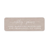 Elegante Script Kraft Paper Wedding Rücksendeadres (Vorne)