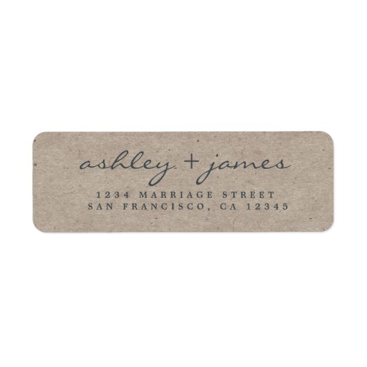 Elegante Script Kraft Paper Wedding Rücksendeadres (Vorne)