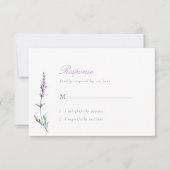 Elegante Script Lavender Wedding RSVP Card Karte (Vorderseite)