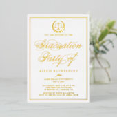 Elegante Script Law School Graduation Party Folieneinladung (Stehend vorne)