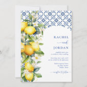 Elegante Script Lemon Mediterrane Foto Hochzeit Einladung (Vorderseite)
