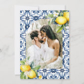 Elegante Script Lemon Mediterrane Foto Hochzeit Einladung (Rückseite)