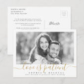 Elegante Script-Liebe ist der Aufschub von Fotos f Postkarte (Vorne/Hinten)