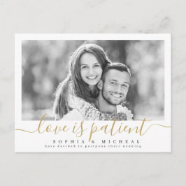 Elegante Script-Liebe ist der Aufschub von Fotos f Postkarte