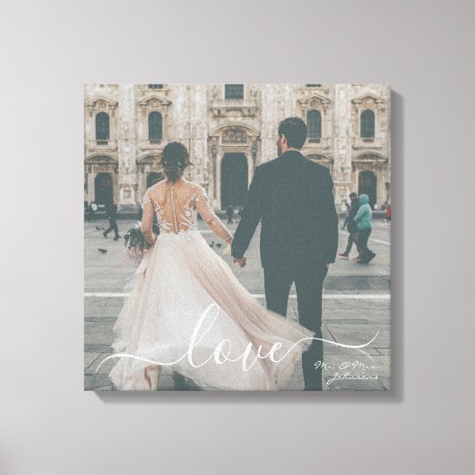 Elegante Script-Liebe Mr. Custom Wedding Foto Leinwanddruck (Vorderseite)