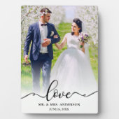 Elegante Script Liebe Mr. & Mrs. Wedding Foto Fotoplatte (Vorderseite)
