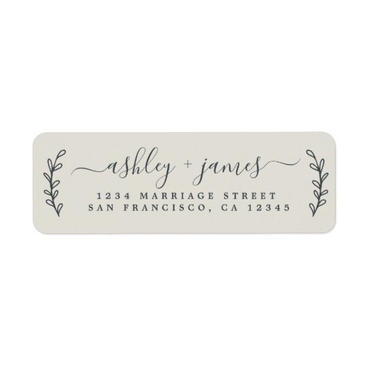 Elegante Script Light Gray Wedding Rücksendeadress (Vorne)