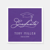 Elegante Script Lila Graduation Party Napkins Serviette (Vorderseite)