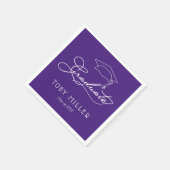 Elegante Script Lila Graduation Party Napkins Serviette (Ecke)