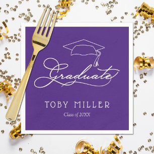 Elegante Script Lila Graduation Party Napkins Serviette
