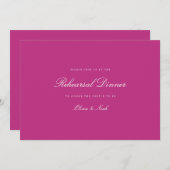 Elegante Script Magenta Probe Dinner Card Dankeskarte (Vorne/Hinten)