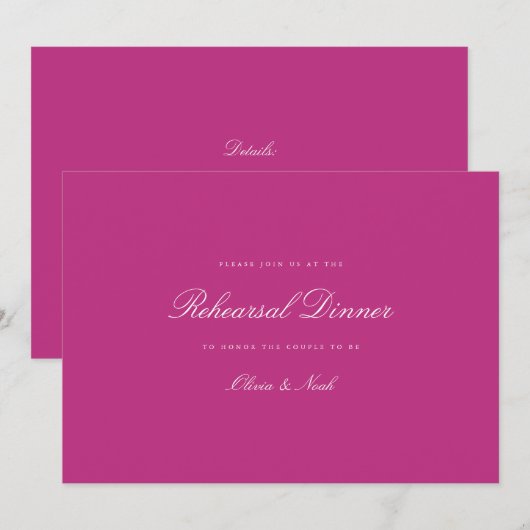 Elegante Script Magenta Probe Dinner Card Dankeskarte (Vorne/Hinten)