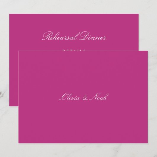 Elegante Script Magenta Probe Dinner Card Dankeskarte (Vorne/Hinten)