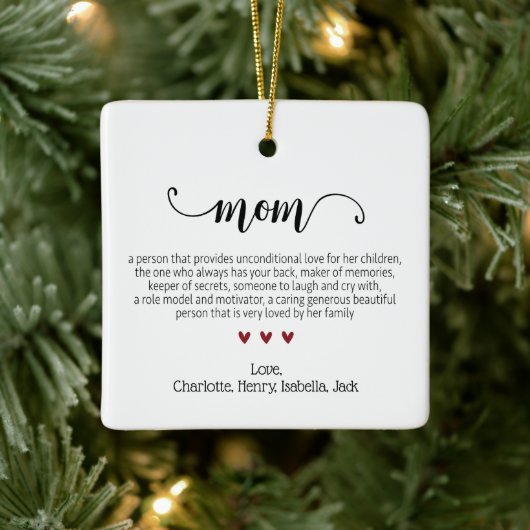 Elegante Script-Mama Definition Custom Christmas Keramikornament (Baum)