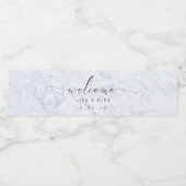 Elegante Script Marble Begrüßung Wasserflaschenetikett (Einzelnes Label)