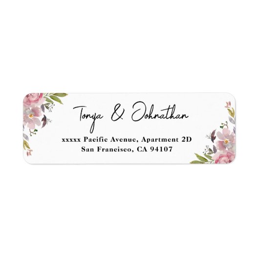 Elegante Script Mauve Floral Rücksendeadressen-Auf (Vorne)