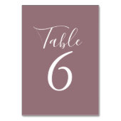 Elegante Script Mauve-Tischnummern Tischnummer (Rückseite)