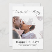 Elegante Script Merried Merry Foto Weihnachten (Vorderseite)