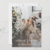 Elegante Script Merriest Weihnachts-Fotokarte Dankeskarte (Vorderseite)