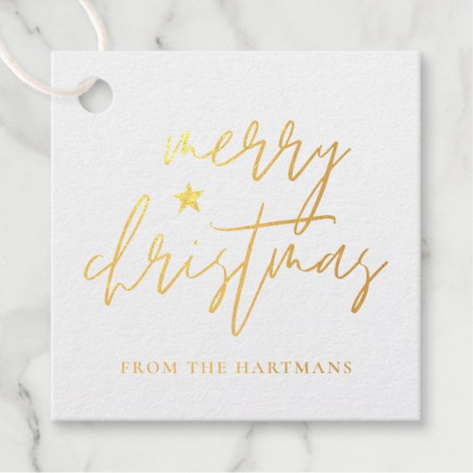 Elegante Script Merry Christmas Real Geschenkanhänger (Vorderseite)