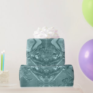 Elegante Script Merry Christmas Türkise Geschenkpapier