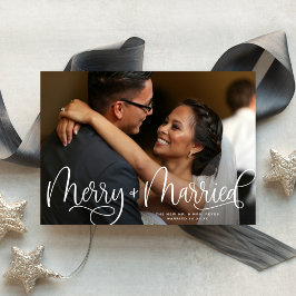 Elegante Script Merry & Verheiratet Holiday Foto C Feiertagskarte