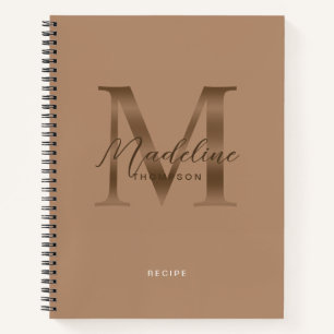 Elegante Script Metallische Taupe Gold Monogramm R Notizblock