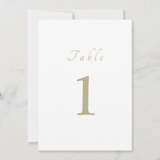 Elegante Script Minimal Beige Wedding Tischnummer (Vorderseite)