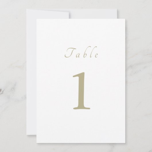 Elegante Script Minimal Beige Wedding Tischnummer (Rückseite)