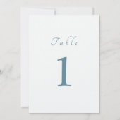 Elegante Script Minimal Blue Wedding Tischnummer (Rückseite)