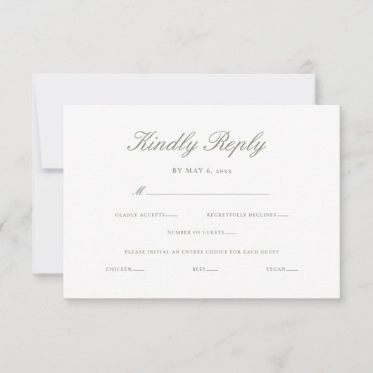 Elegante Script Minimal Kindly Antwort Hochzeit (Vorderseite)