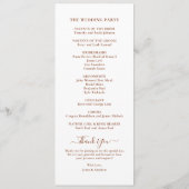 Elegante Script Minimal Wedding Programm (Rückseite)