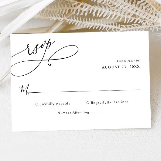 Elegante Script Minimal Wedding Rsvp Card Karte
