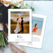 Elegante Script Minimalist 2-Foto Hochzeit Dankeskarte