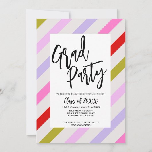 Elegante Script Minimalistisch Graduation Party Einladung (Vorderseite)