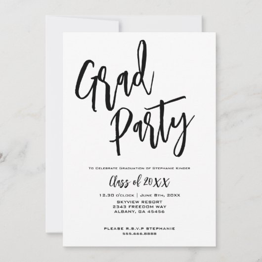 Elegante Script Minimalistisch Luxury Graduation P Einladung (Vorderseite)