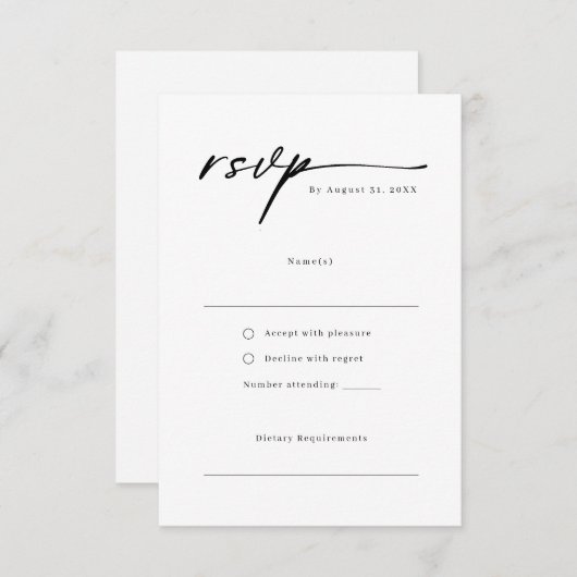 Elegante Script-Minimalistische UAWG-Antwortkarte RSVP Karte (Vorne/Hinten)