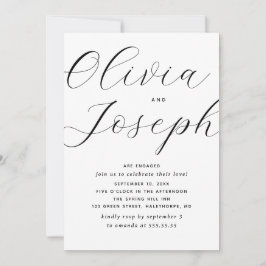 Elegante Script & Minimalistisches Foto Engagement Einladung