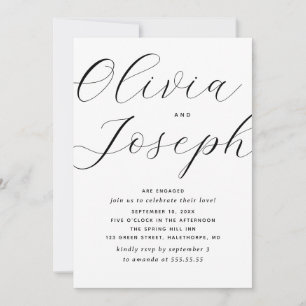 Elegante Script & Minimalistisches Foto Engagement Einladung