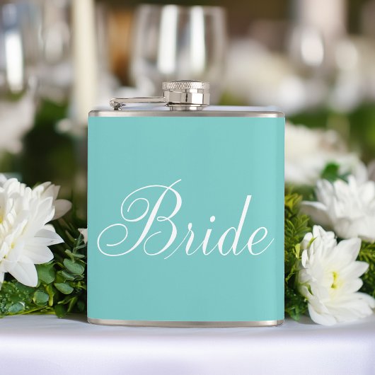Elegante Script Mint Green Bride Flachmann