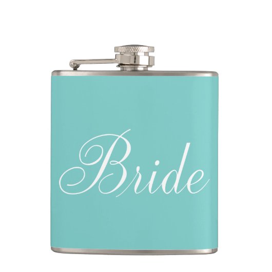 Elegante Script Mint Green Bride Flachmann (Vorderseite)